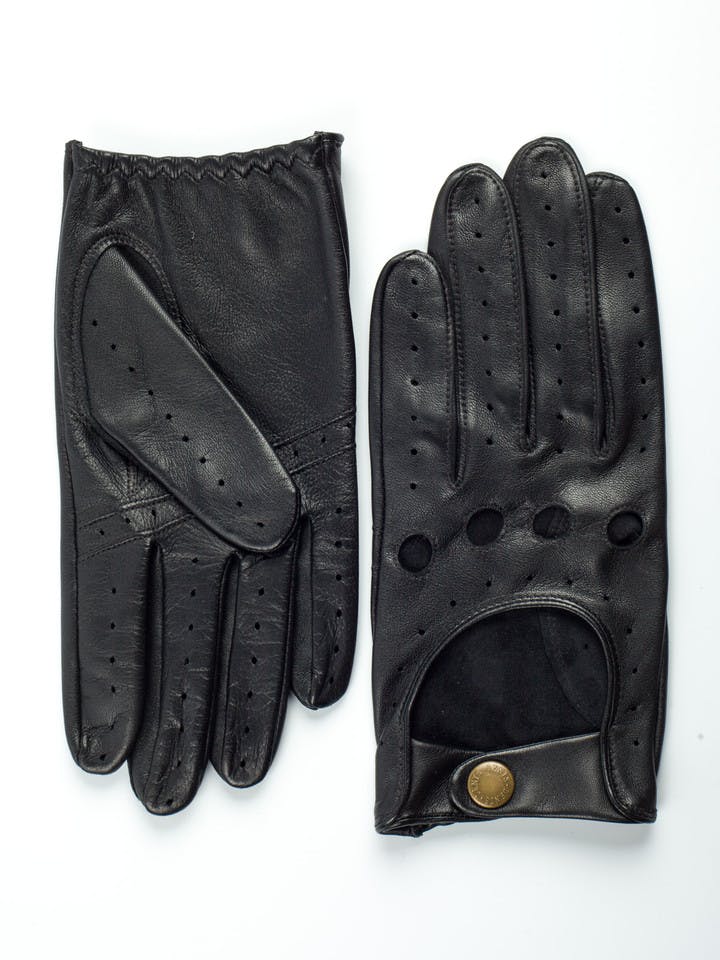 Black Dents Leather Driving Gloves