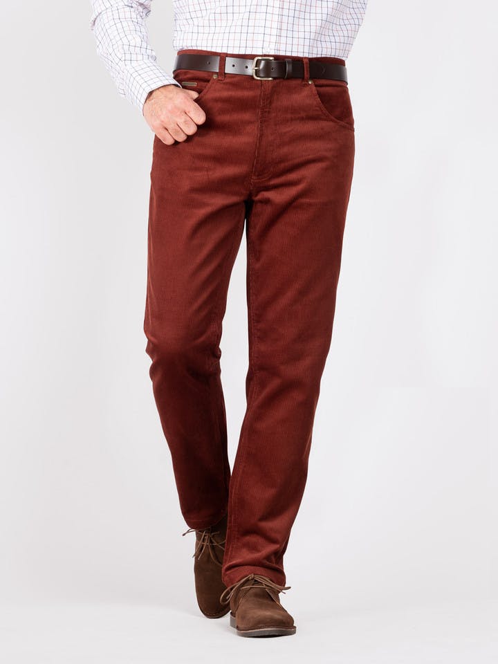 Men's Red Brown Cord Jeans