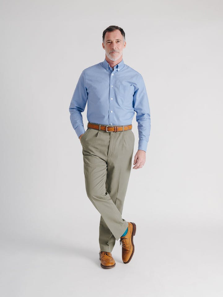 Men's Sage Green Pleated Chinos