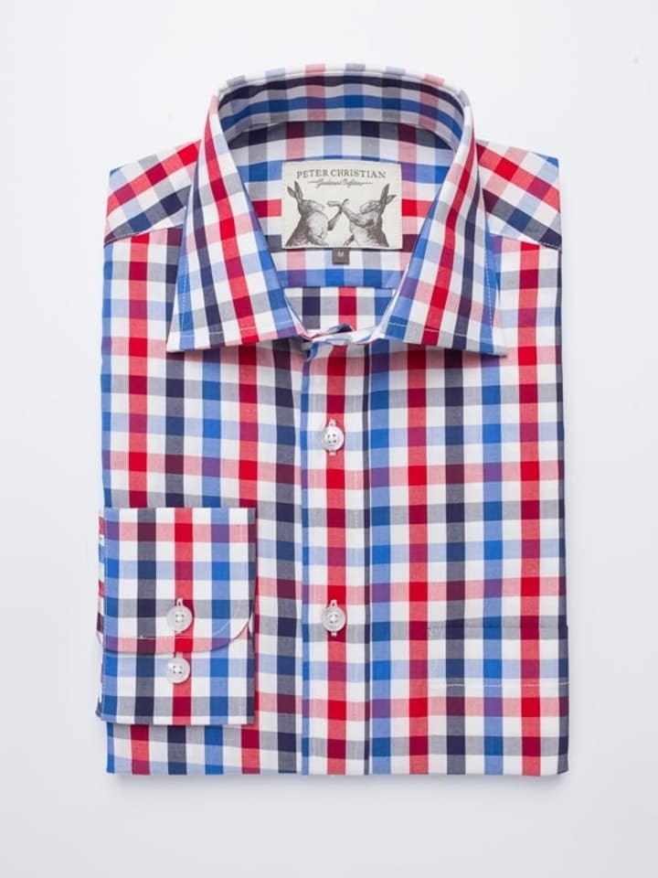 Red & Navy Ensign Check Long Sleeve Shirt