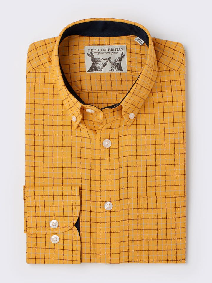 Men's Yellow Checked Cotton Shirt
