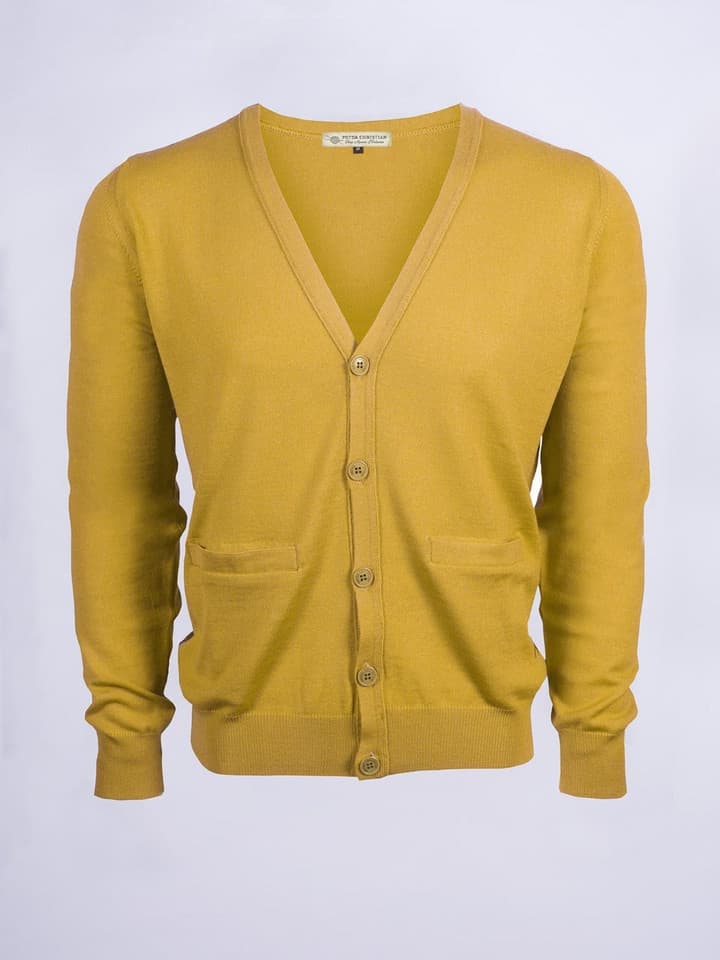 Men's Gold Yellow Merino Wool Cardigan