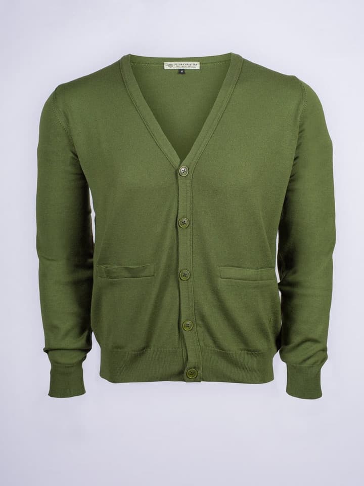 Leaf Green Merino Wool Cardigan