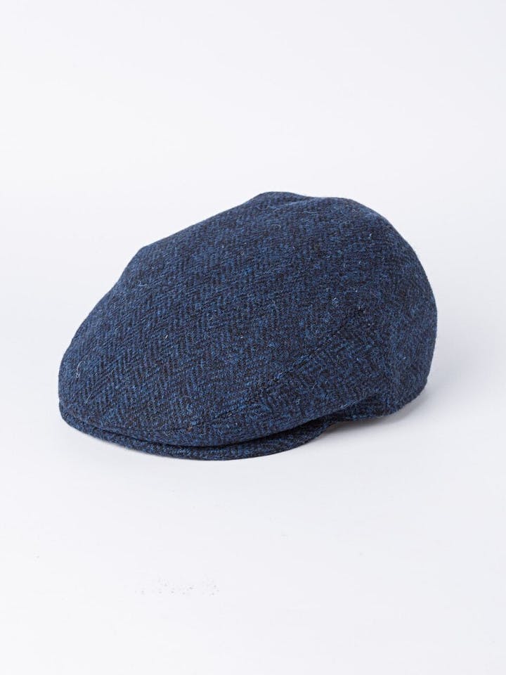 Men's Blue Harris Tweed Flat Top Cap