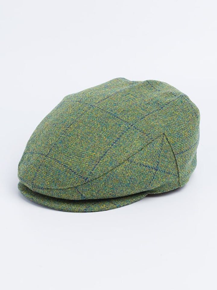 Green Waterproof Tweed Flat Cap
