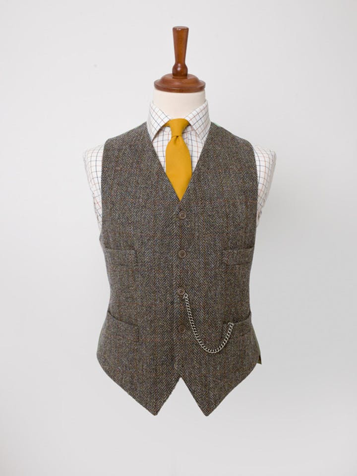 Men's Brown Harris Tweed Vest