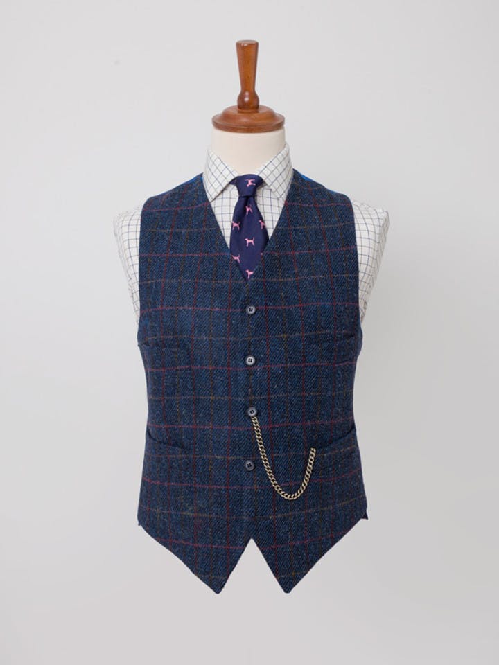 Men's Blue Harris Tweed Vest