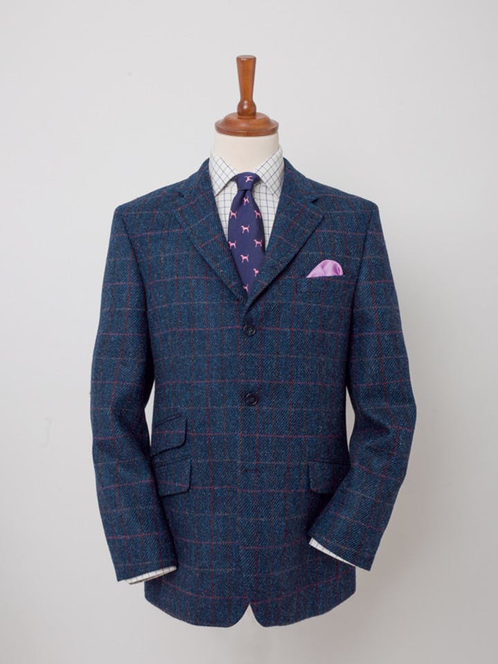 Image of Mens Slate Blue Harris Tweed 2 Piece Suit