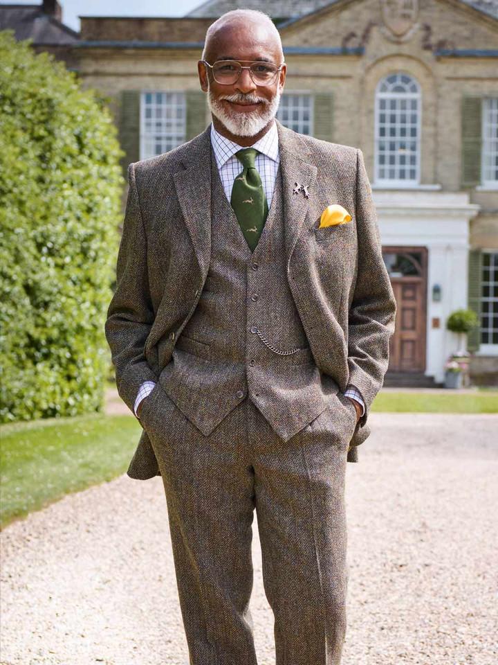 Image of Mens Bracken Brown Harris Tweed 3 Piece Suit Model