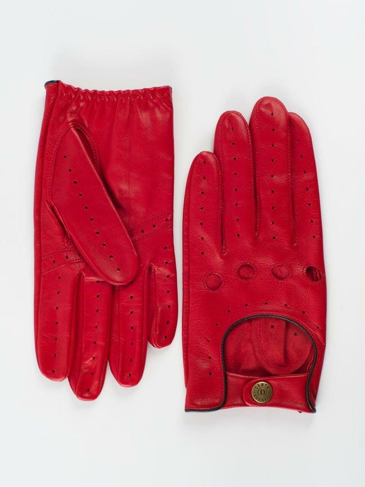 Red Dents Leather Driving Gloves