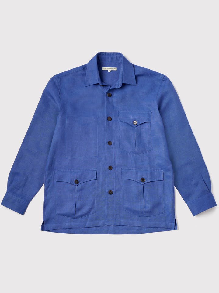 Men's Blue Linen Correspondent Jacket