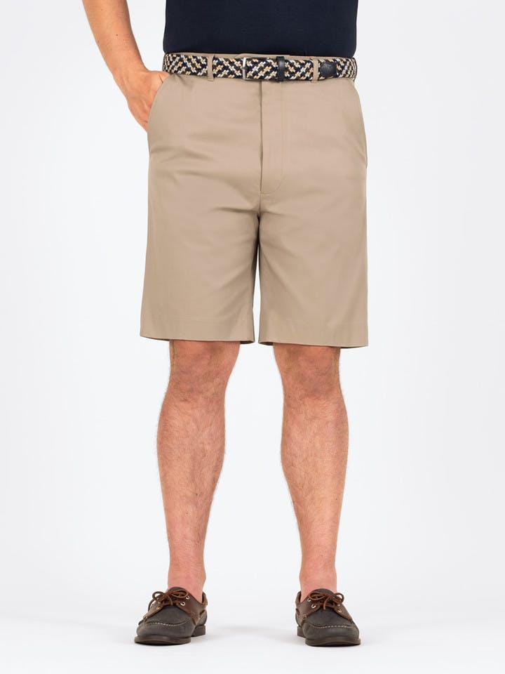 Men's Sand Khaki Cotton Stretch Flat Front Khaki Shorts