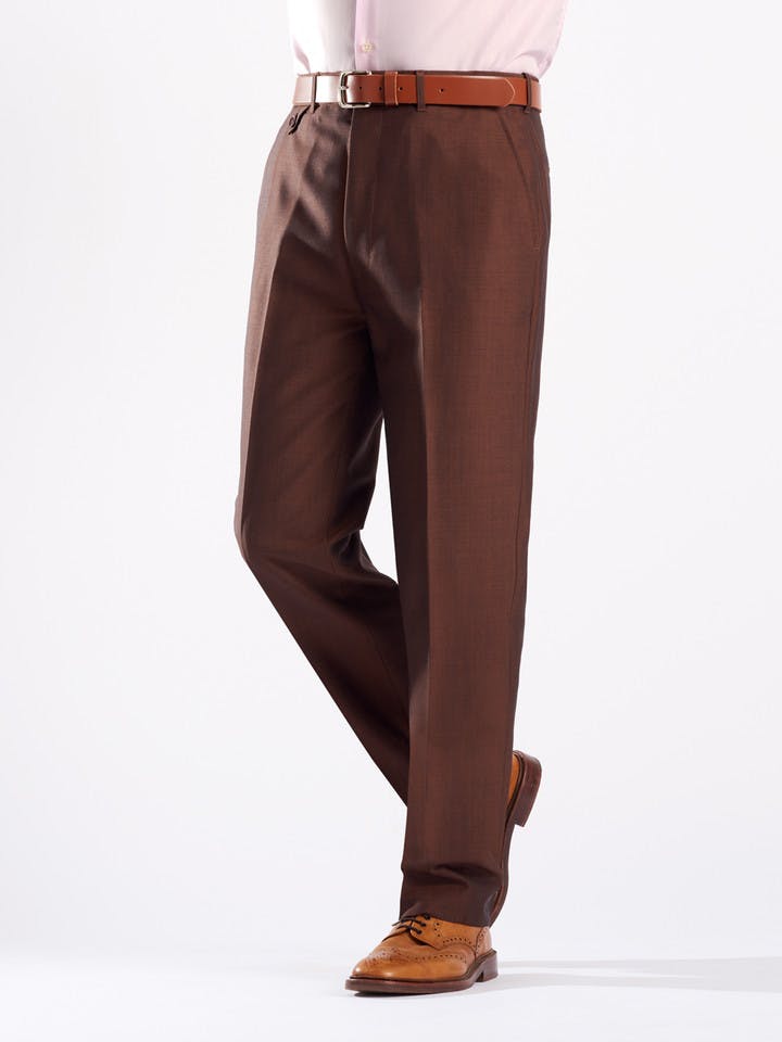 Chestnut Luxury Wool & Mohair Two Tone Pants