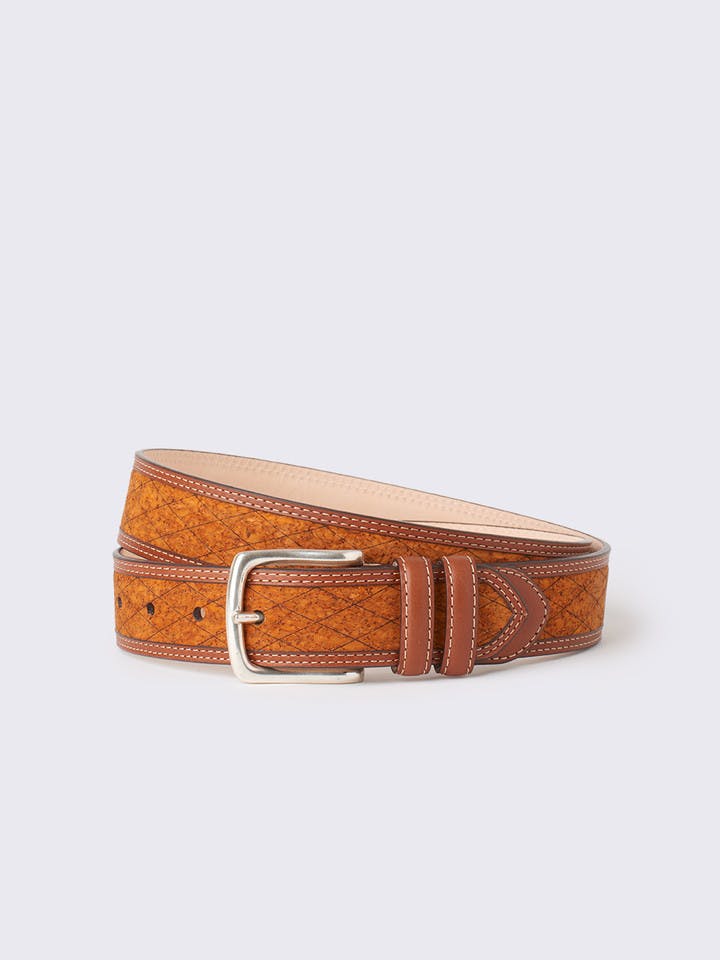 Men's Tan Cork Inlaid Handmade Leather Belt