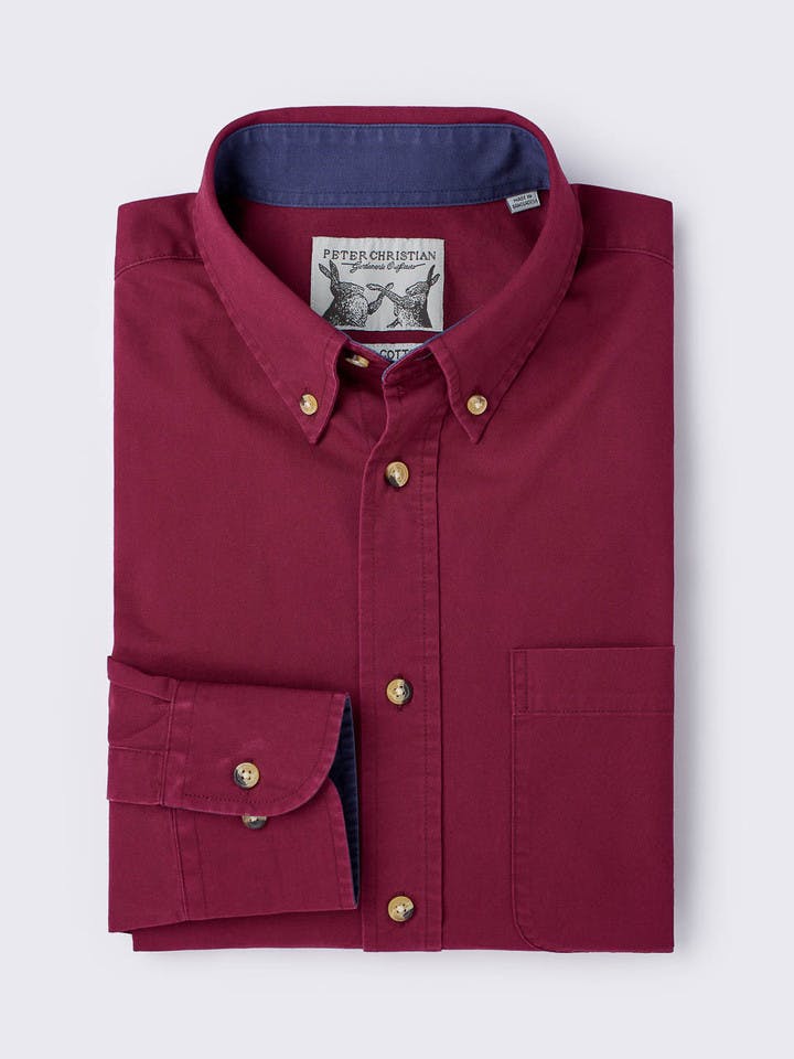 Men's Burgundy Soft Cotton Shirt