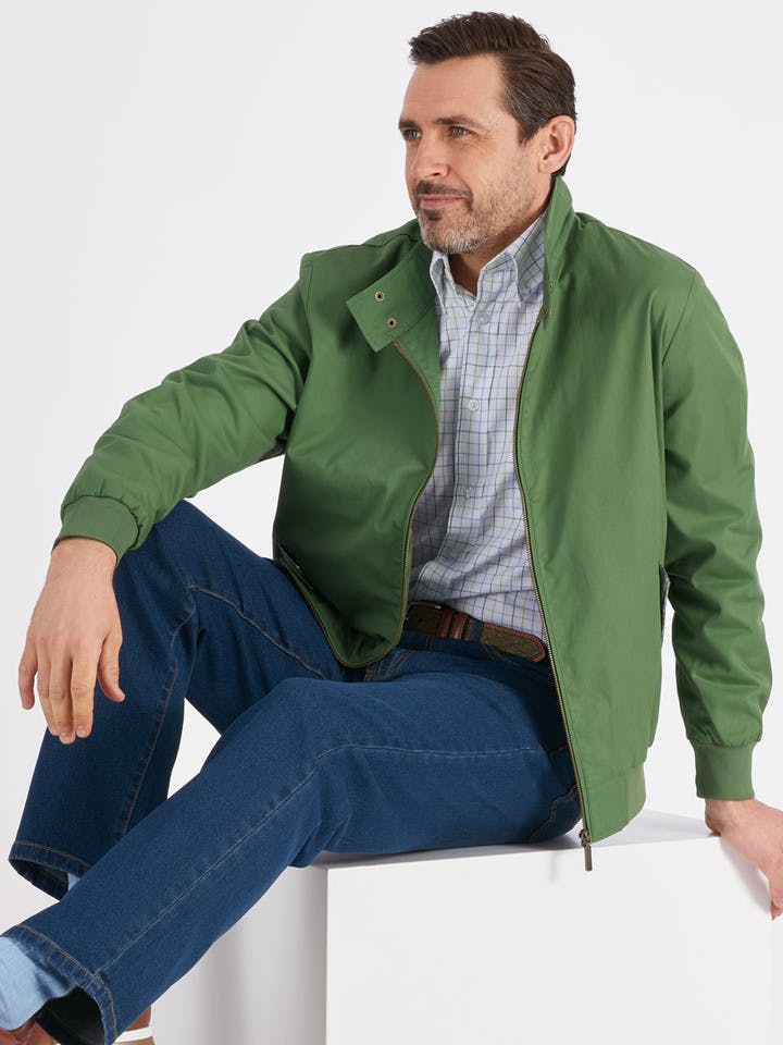 Men's Green Harrington Jacket On Model