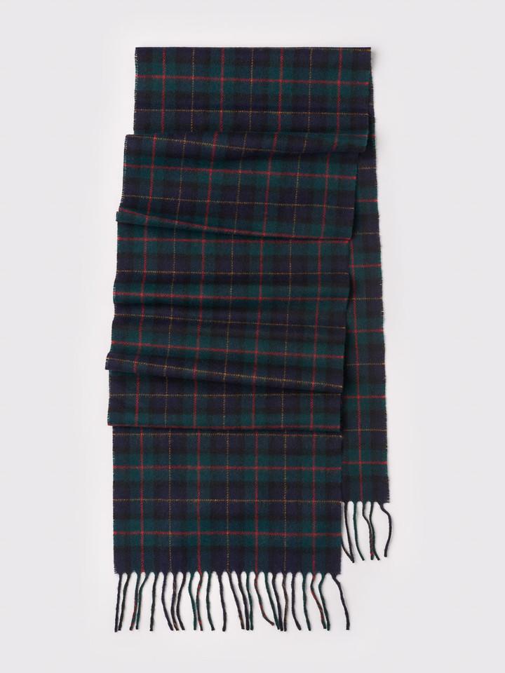 Navy Checked 100% Lambswool Scarf