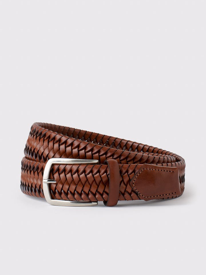 Brown Elasticated Braided Leather Belt