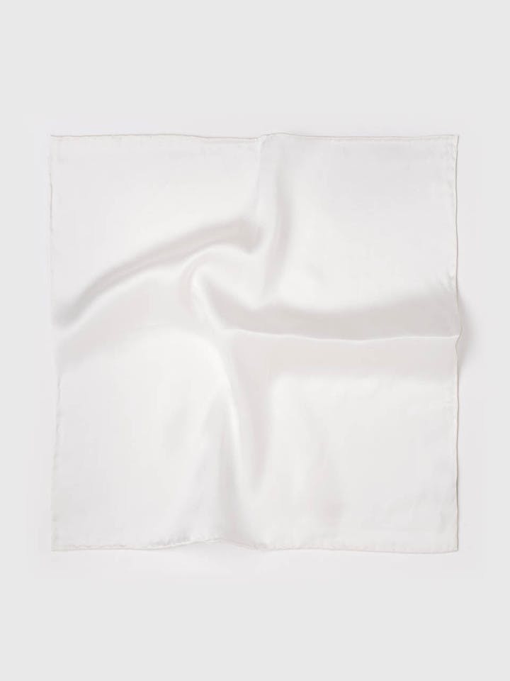 Men's White Silk Pocket Square