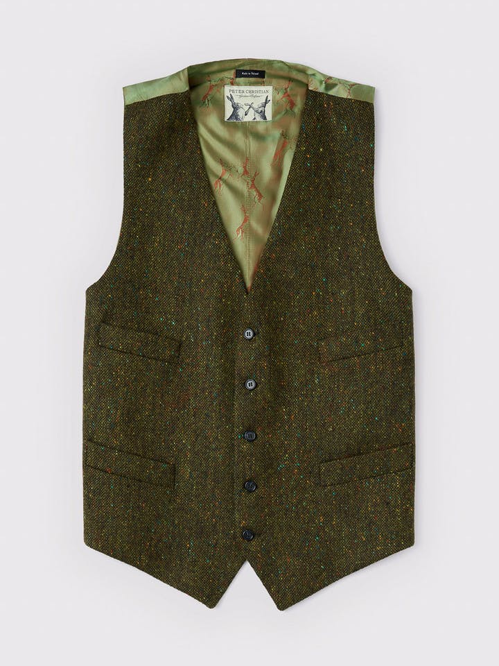 Men's Green Donegal Tweed Vest