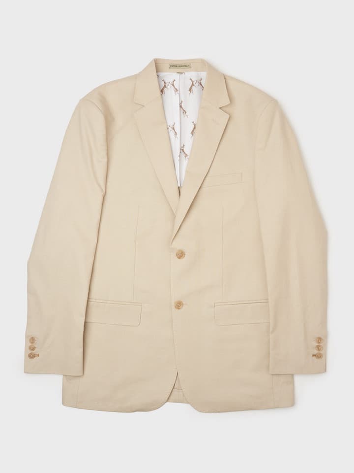 Men's Stone Linen and Cotton Suit Jacket