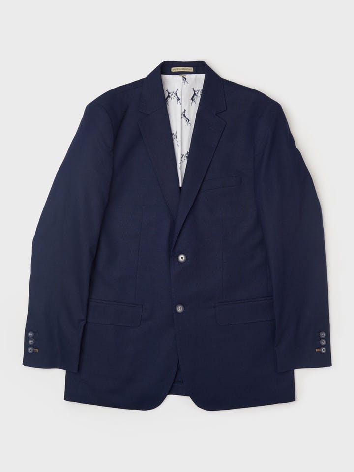 Navy Linen and Cotton Suit Jacket