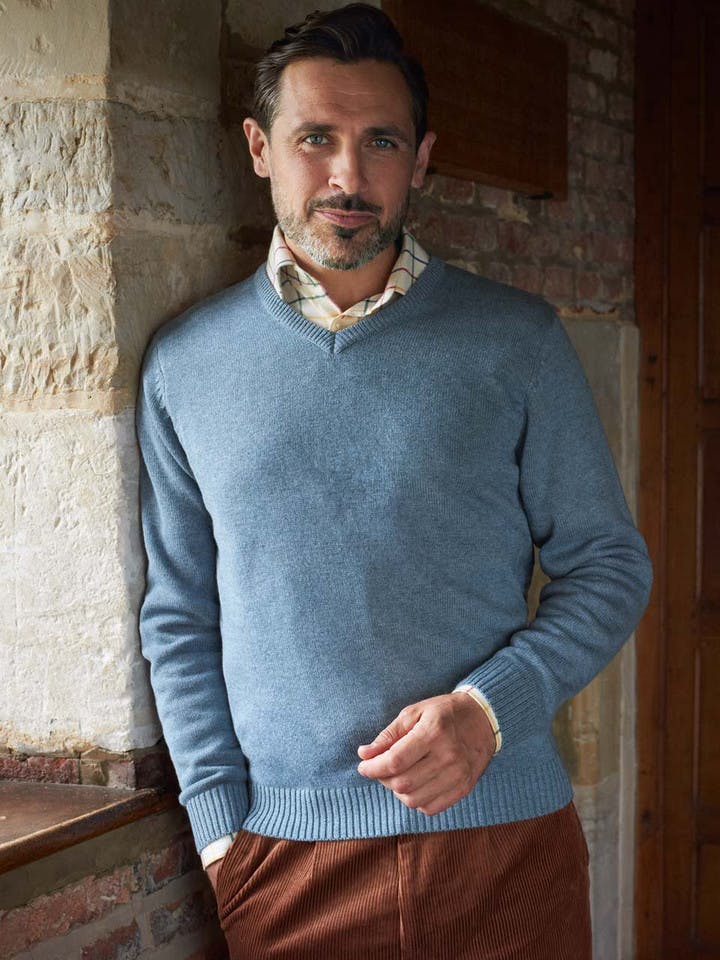 Blue Seawool Pullover Sweater on Model
