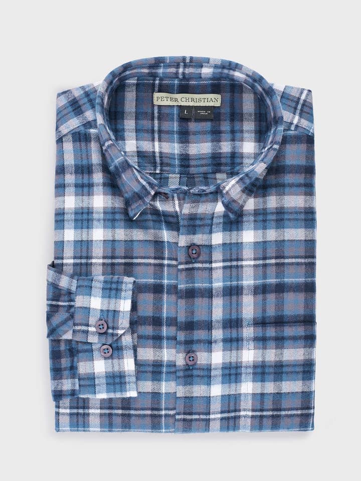 Blue Plaid Check Shirt Folded