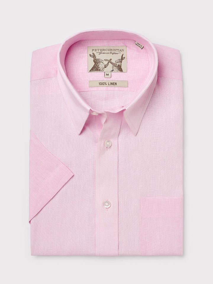 Pink Linen Short Sleeve Shirt