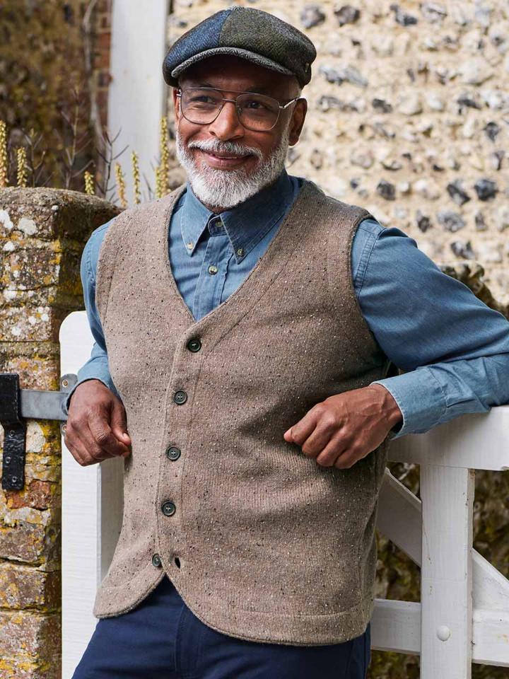 Brown Knitted Waistcoat ON Model