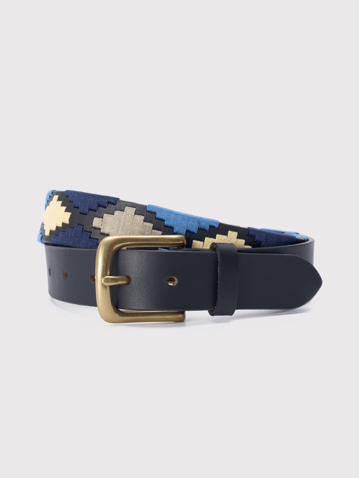 Blue Leather Polo Belt Curled