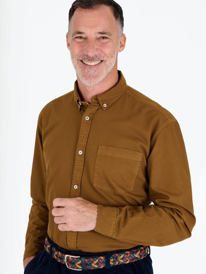 Tobacco Brown Washed Organic Cotton Shirt