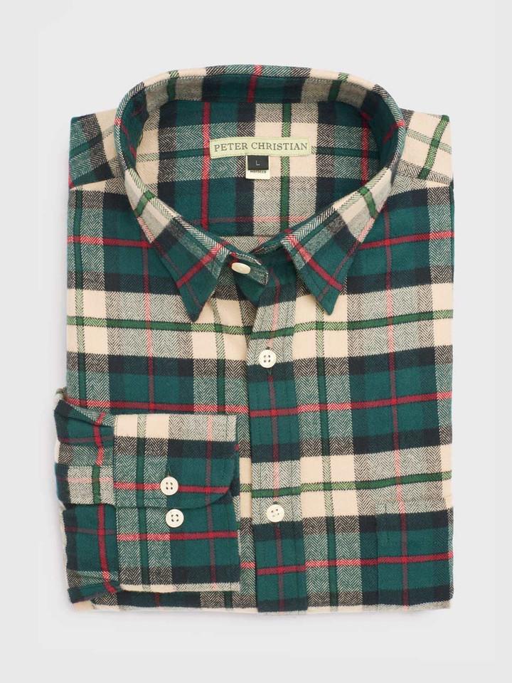 Green Flannel Check Shirt Flat