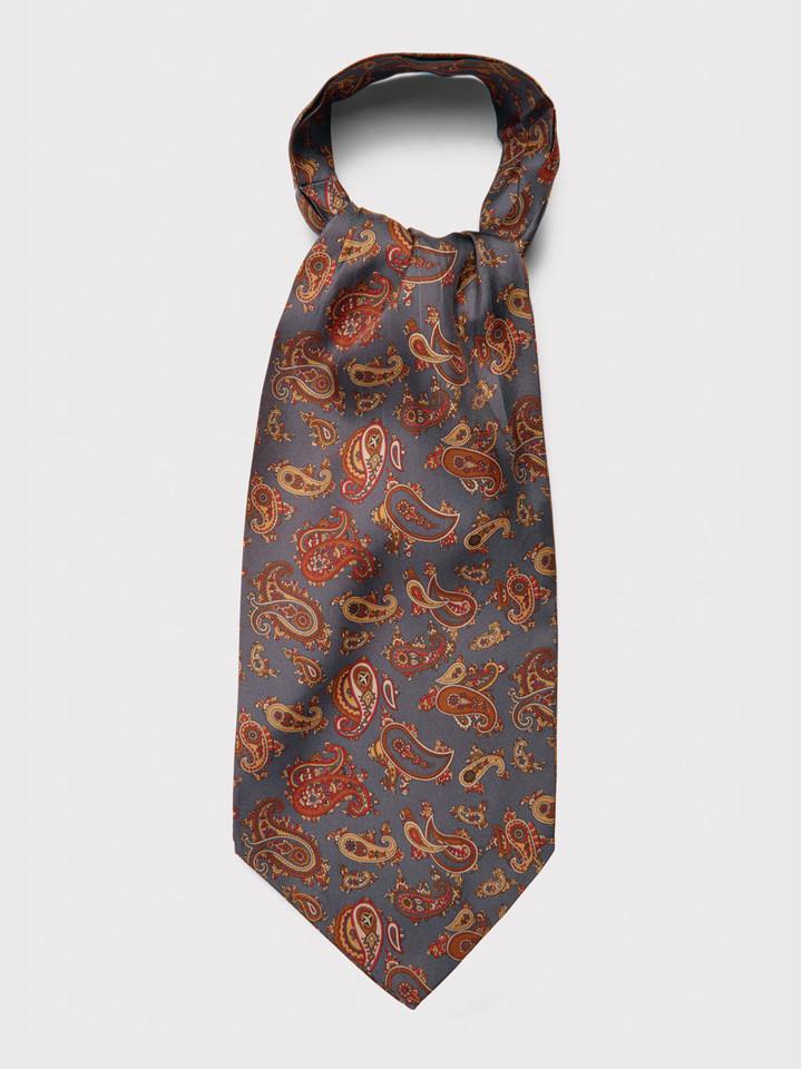 Gray Silk Paisley Cravat