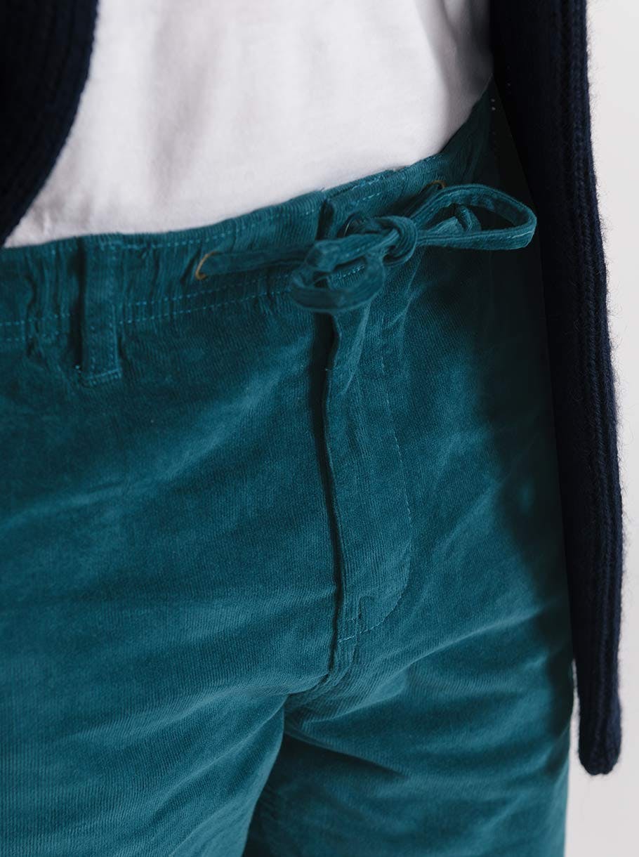 Men's Blue Corduroy Drawstring Pants - Drawstring