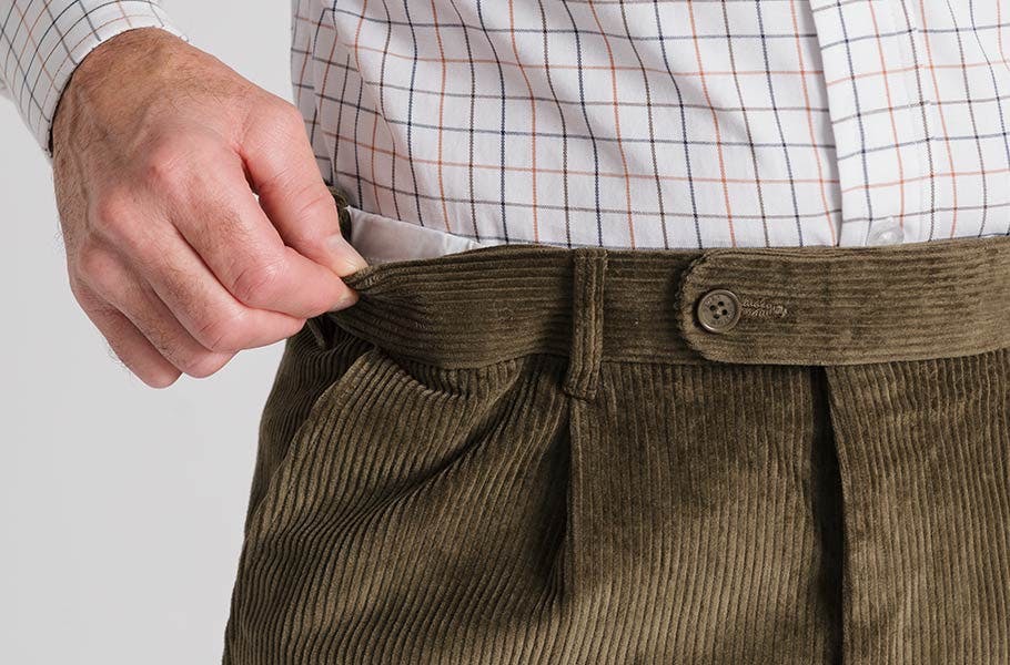 Men's Moss Green County Corduroy Pants - Expanding Waistband