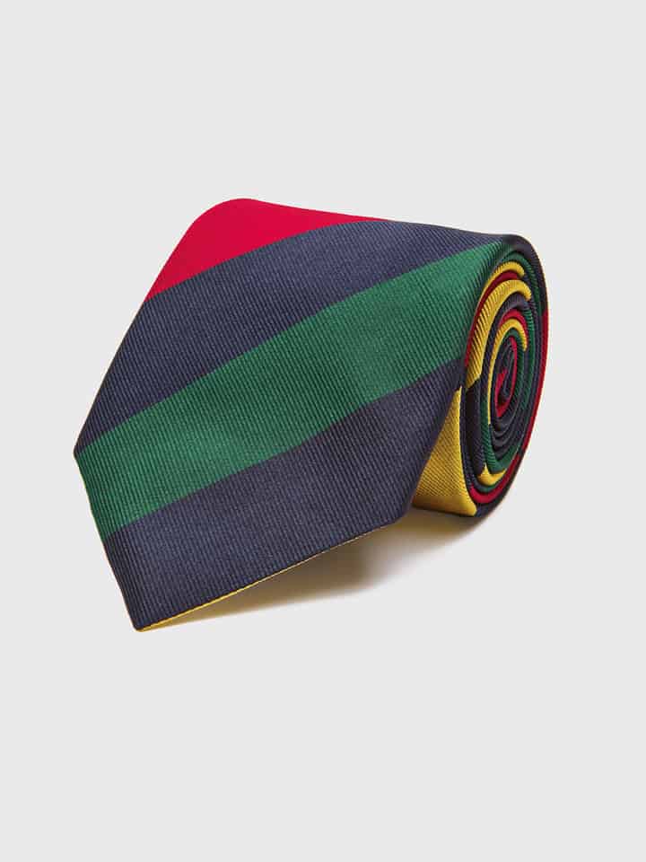 Navy Striped Silk Tie Rolled